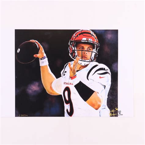 Joe Burrow Bengals Joshua Barton Signed LE 12x18 Lithograph 250