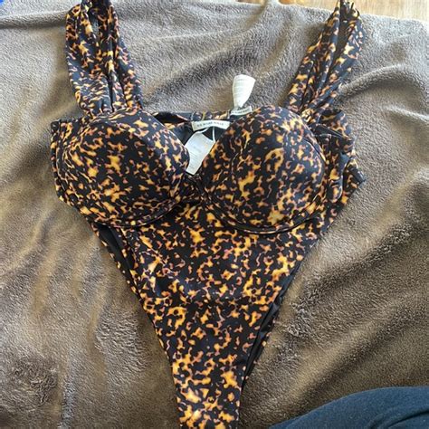 WeWoreWhat Swim We Wore What Tortoise High Waist Bikini Bottom And