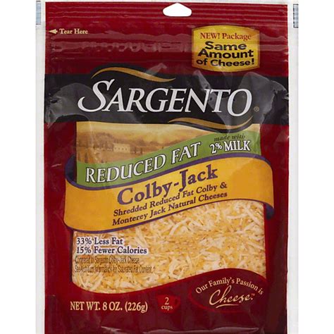 Sargento Reduced Fat Colby Jack Shredded Cheese Oz Bag Packaged