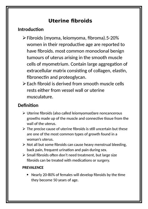 Pathology Uterine Fibroids Introduction Fibroids Myoma Leiomyoma