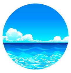 Landscape With Summer Beach In Circle Royalty Free Vector