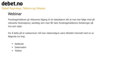 Webinar Debet Faktura Regnskap Og Inkasso YouTube