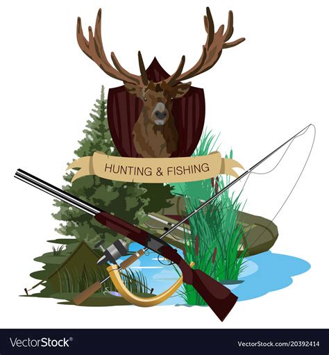 Hunting fishing Royalty Free Vector Image - VectorStock