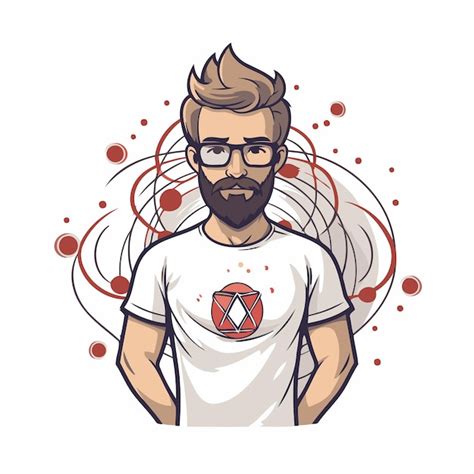 Premium Vector Hipster Man With A Beard And Glasses Vector Illustration