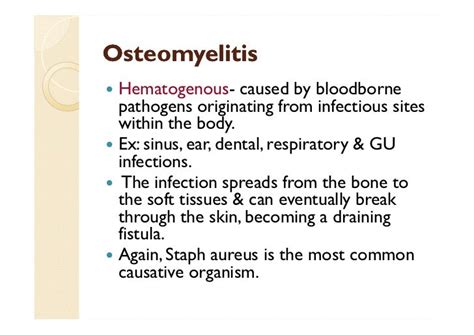 Bone And Joint Infections Osteomyelitis Septic Arthritis