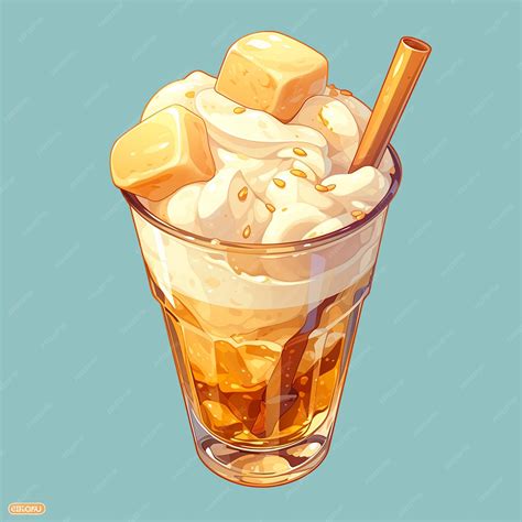 Premium Vector Smooth Vanilla Milkshake Dessert Cartoon Art