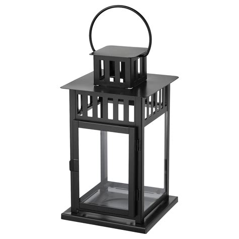 BORRBY Lantern for block candle, black indoor/outdoor black, Length: 6" - IKEA