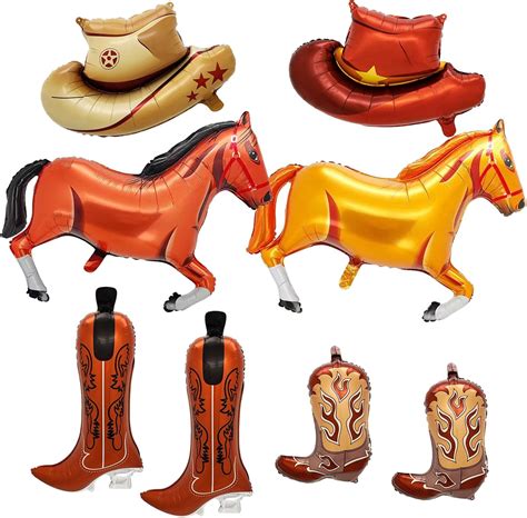 Amazon 8 Pcs Cowboy Balloons Western Party Foil Balloons Cowboy