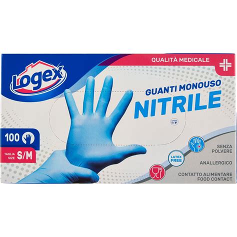 Guanti Monouso Nitrile Taglia S M X Logex Pz Coop Shop