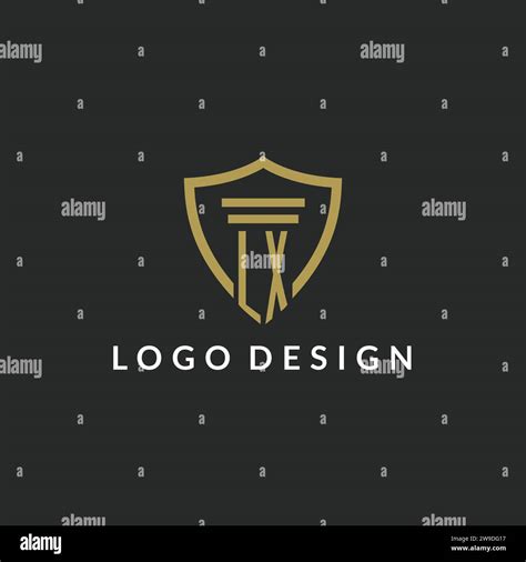 LX Initial Monogram Logo With Pillar And Shield Style Design Ideas