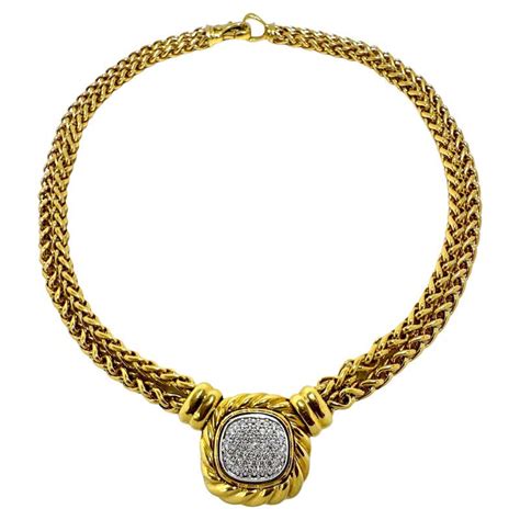 David Yurman Diamond Gold Necklace at 1stDibs