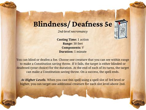 Blindness Deafness 5e - D&D 5e Spell Book - Eternity TTRPG