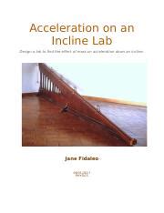 Acceleration On An Incline Lab Report Docx Acceleration On An Incline