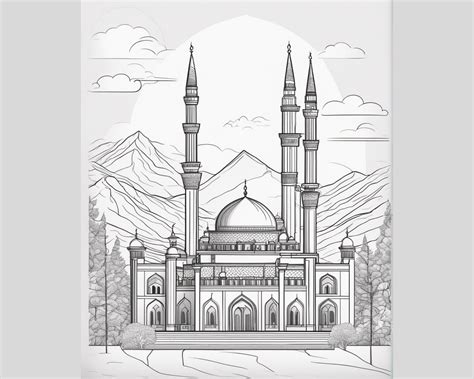 500 Beautiful Mosque Coloring Pages for Kids and Adults Islamic ...