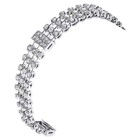 Gia Certified 21 Carat Round Cut Diamond White Gold Bracelet For Sale At 1stdibs