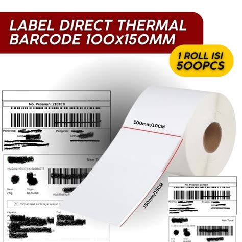 Jual Kertas Sticker Label Barcode Thermal 1 Kolom 100x150mm 500 PCS