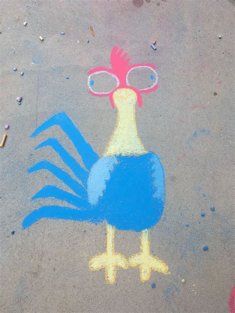 A Chalk Drawing Of The Character From Moana Heihei It Is Very Basic