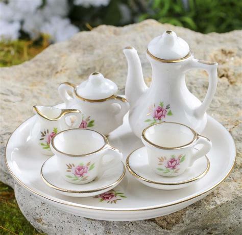 Pink Rose Miniature Porcelain Tea Set Miniatures Sale Sales