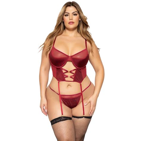 Seven Til Midnight Wine Longline Bra With Strappy Panty Plus Size Shop Here Sinful Uk