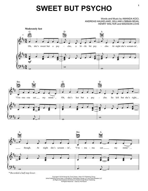 Ava Max "Sweet But Psycho" Sheet Music for Piano, Vocal & Guitar ...