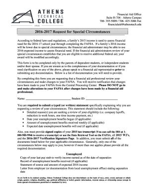 Fillable Online Athenstech Special Circumstances Docx Athenstech