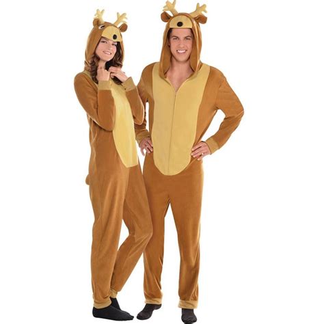 Adult Reindeer One Piece Pajamas Party City