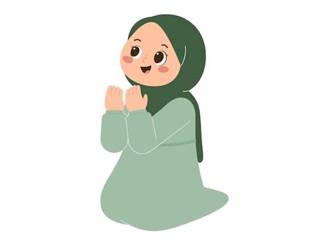 Sch Ne Hijab M Dchen Beten Illustration Premium Vektor