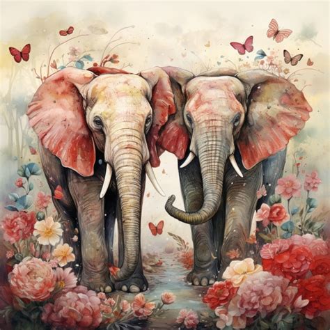 Two Elephants Valentine Art Free Stock Photo Public Domain Pictures