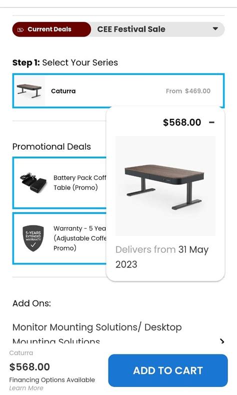 Deal Today Omnidesk Caturra Height Adjustable Coffee Table