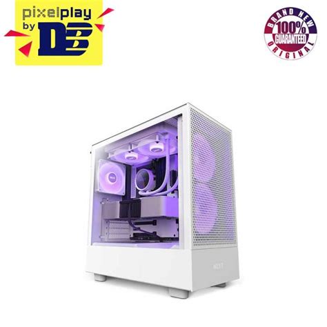 Nzxt H Flow Compact Mid Tower Airflow Case With Rgb Fans Matte White