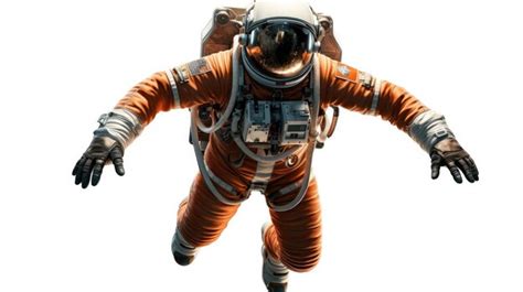 Premium Photo Man Floating In Air In Orange Space Suit