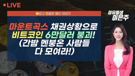 비트코인 실시간 마운트곡스 채권 상황으로 비트코인 6만달러 붕괴 간밤 멘붕온 사람들 다 모여라 240625 빠친코