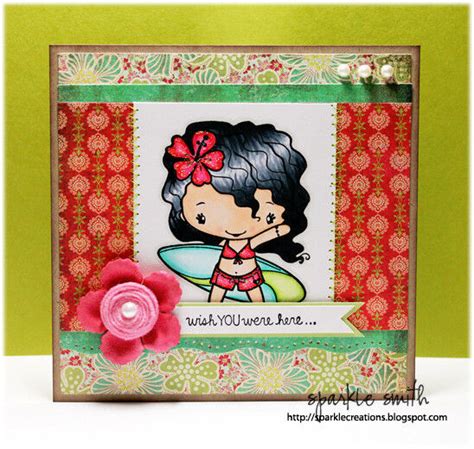 Surfer Anya The Greeting Farm Cling Mount Rubber Stamp Stamping Craft