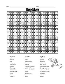 Reptiles Word Search By Learning Is Lots Of Fun TPT