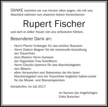 Traueranzeigen Von Rupert Fischer Schwaebische De Trauerportal