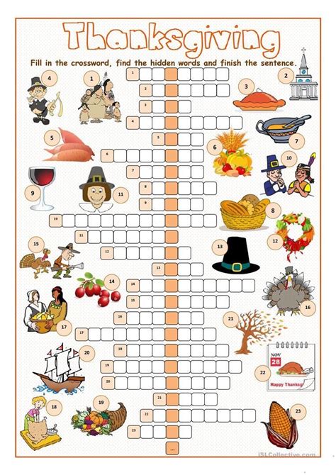 Thanksgiving crossword puzzle – Artofit