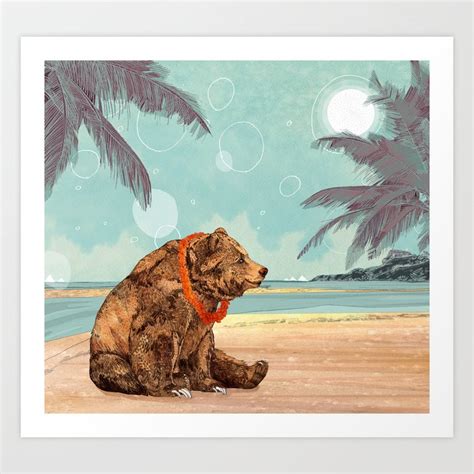 Beach Bear Art Print by Sandra Dieckmann | Society6