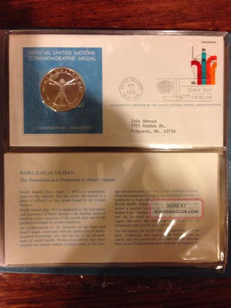 Franklin Official United Nations Medallic First Day Covers Sterling Silver