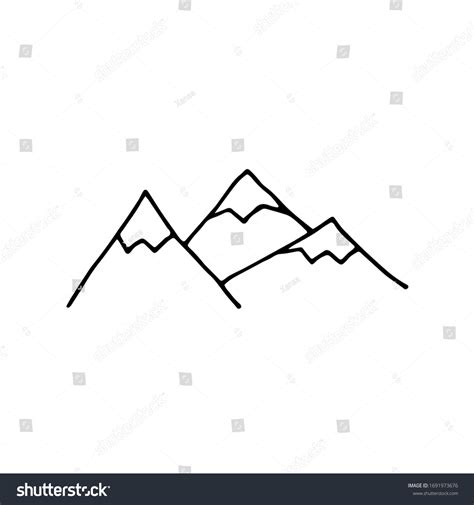 Doodle Vector Mountains Outline Mountain Isolated Stock Vector Royalty