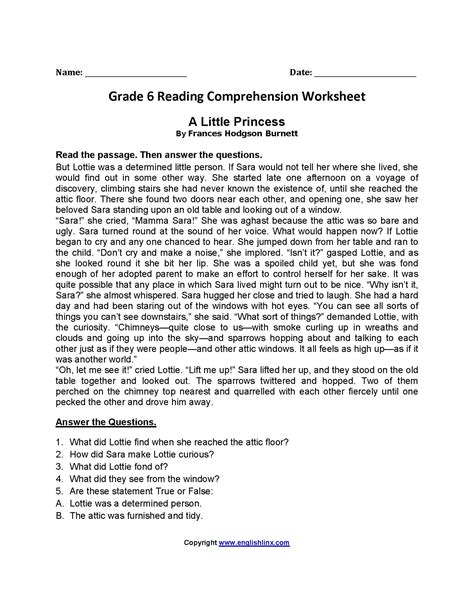 Grade 6 Worksheets English