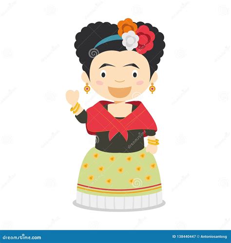 Frida Kahlo Cartoon Character. Vector Illustration. Kids History ...