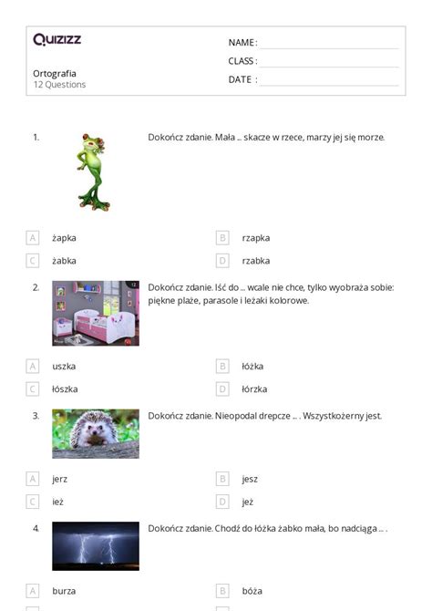 Ponad Gramatyka I Ortografia Arkuszy Roboczych Dla Klasa W Quizizz