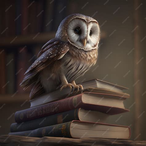 Premium Ai Image Owl Sitting On A Stack Of Booksgenerative Ai