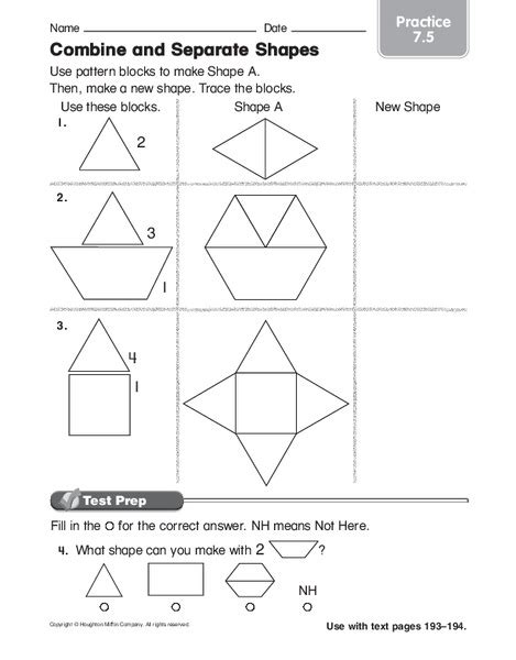 Combine And Separate Shapes Worksheet For 2nd 4th Grade Lesson Planet