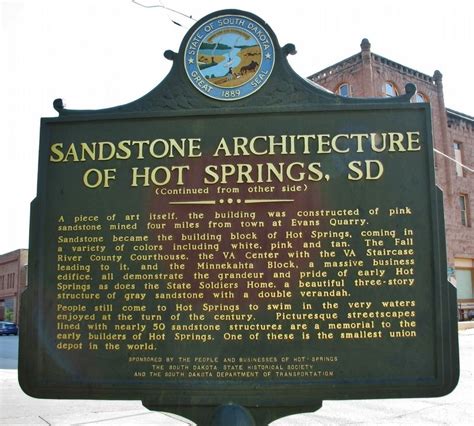 Sandstone Architecture Of Hot Springs SD Historical Marker