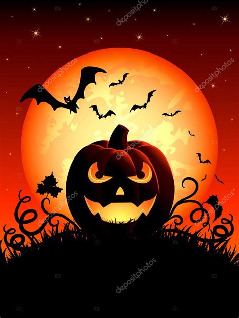 Jack O' Lantern on Moon background Stock Vector Image by ©losw #10759404