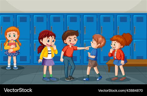 School bullying with student cartoon characters Vector Image