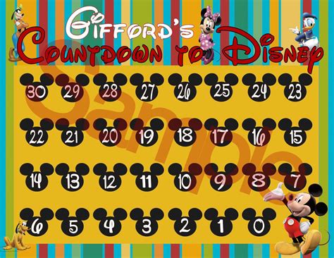 Countdown To Disney Calendar Print At Home Digital Etsy