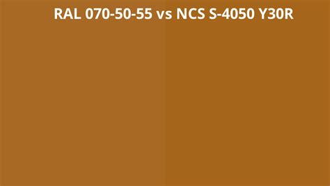 RAL 070 50 55 Vs NCS S 4050 Y30R RAL Colour Chart UK