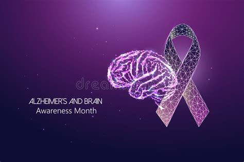 Alzheimer S Disease Awareness Month Concept With Human Brain And Purple